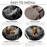 LELEFIDO Dog Car Seat for Small/Medium Dogs Under 40 lbs - Elevated Pet Seat with Safety Belt, Non-Slip Base, and Storage Pockets for Car Travel (Gray, 30 x 20.5 inch)