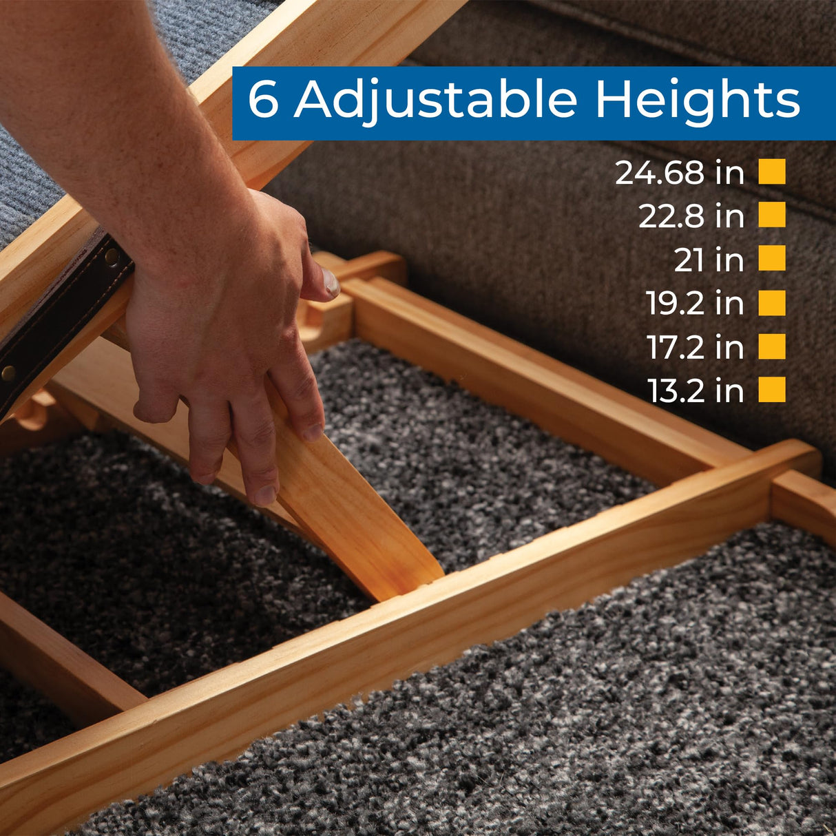 Dog-Proofer Pet Ramp - Lightweight and Durable Non-Slip Design for Pets Up to 150 Pounds, 6 Adjustable Easy-Access Heights, Folds Flat for Compact Storage, Up to 24.68 Inches Tall