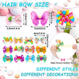 Reginary 70 Pcs Easter Dog Bow Ties Collar Set Adjustable Grooming Hair Bows Rabbit Eggs Butterfly Rhinestone Pattern Neckties for Spring Easter Puppy Cat Supplies