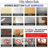 24 Pack Adhesive Wall Hooks 33LB Heavy Duty No Drill Transparent Waterproof Hooks for Bathroom Kitchen Towel Coat Office Home Outdoor