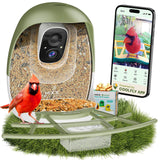 HIXX Smart Bird Feeder with Camera, AI Identify Birds & Auto Capture, 2K HD Live Camera Birdwatching with Color Night Vision for Bird Lovers Gifts (Forest Green)