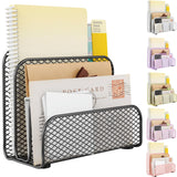 gianotter Mail Organizer Countertop, Book Shelf,Metal File Holder with 3-Slot, Book Shelf, Bill Organizer for Office Receipts and Letter Paper Storage (Black)