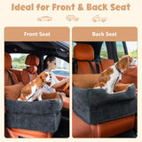 Avont Dog Car Booster Seat for Small/Medium Dogs Under 30 lbs, Elevated Puppy Carseat, Front Seat Pet Car Bed -Black