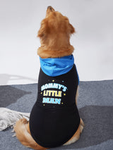 QWINEE Mom Boy Dog Hooded Tank Tops Letter Print Cat Puppy Hoodie Vest Sleeveless Pullover Dog Shirt Stretchy Pet Clothes for Small Medium Large Cats Dogs Kitten Blue L