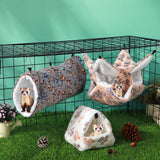 Abbylike 9 Pieces Rat Hammock 3 Tier Guinea Pig Ferret Hammocks Small Pet Hanging Tunnel Glider Toy Guinea Pig Ferret Hideout Bed Cage Accessories for Hamster(Light Brown, White, Black,Paw)