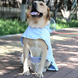 MAMORE Dog Raincoat Reversible,Waterproof Dog Rain Coat Hooded Slicker Poncho with Reflective Strip, Plaid Double Layer Rain Jacket for Small Medium Large Dogs (Light Blue, Large(22-37lb))