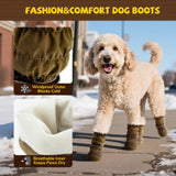 Dog Boots Winter, Dog Snow Shoes for Small Large Medium Dogs, Adjustable Puppy Booties Paw Protectors for Outdoor Cold Weather Hardwood Hiking Walking Size 5