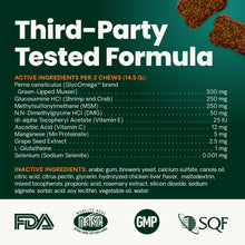 Load image into Gallery viewer, VetriScience Extra Strength Healthy Hip &amp; Joint Chews, GlycoFlex Glucosamine and Green-Lipped Mussel Joint Support Supplement for Small Breed Dogs, Soothe Joint Discomfort, Chicken, 60 Count
