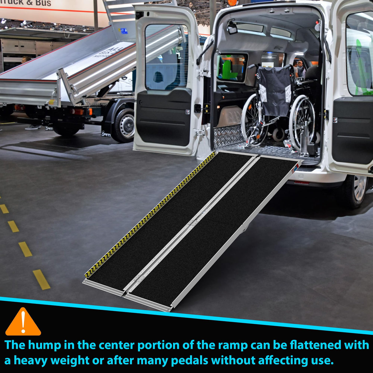 WHALEMOTOR Portable Wheelchair Ramp 7FT, Anti-slip Aluminum Folding Portable Ramp, Wheelchair Ramps for Home, Weight Capacity Up to 600 LBS, with Transition Plates above and below