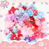 Jexine 100 Pcs/ 50 Pairs Dog Hair Bows with Rubber Bands Puppy Hair Bows Grooming Accessories Multicolor Small Pet Handmade Bowknot for Puppy Pet Girl Female Accessories