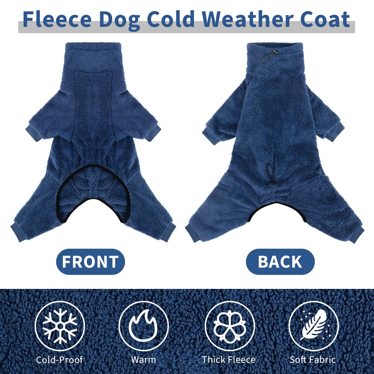 Dog Winter Coat Soft Pullover Pajamas, Warm Dog Cold Weather Coats Fleece Dogs Coat, Cozy Winter Jacket Windproof Fullbody Dogs Jumpsuit Onesie Fleece Sweater Clothes Apparel for Dogs