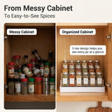 3 Tier Spice Rack Organizer for Cabinet, 3 Pack Non-Slip Spice Rack Shelf Organizer, Holds 24+ Jars, Plastic Spice Organizer for Cabinet, Pantry & Kitchen Countertop, White