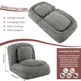 Upholstered Human Dog Bed for Adult & Pets, Convertible Lazy Sofa Bed with 5 Adjustable Position, Comfy Tatami Bean Bag Lounge Chair with 2 Soft Pillows for Bedroom Living Room Office (Gray)