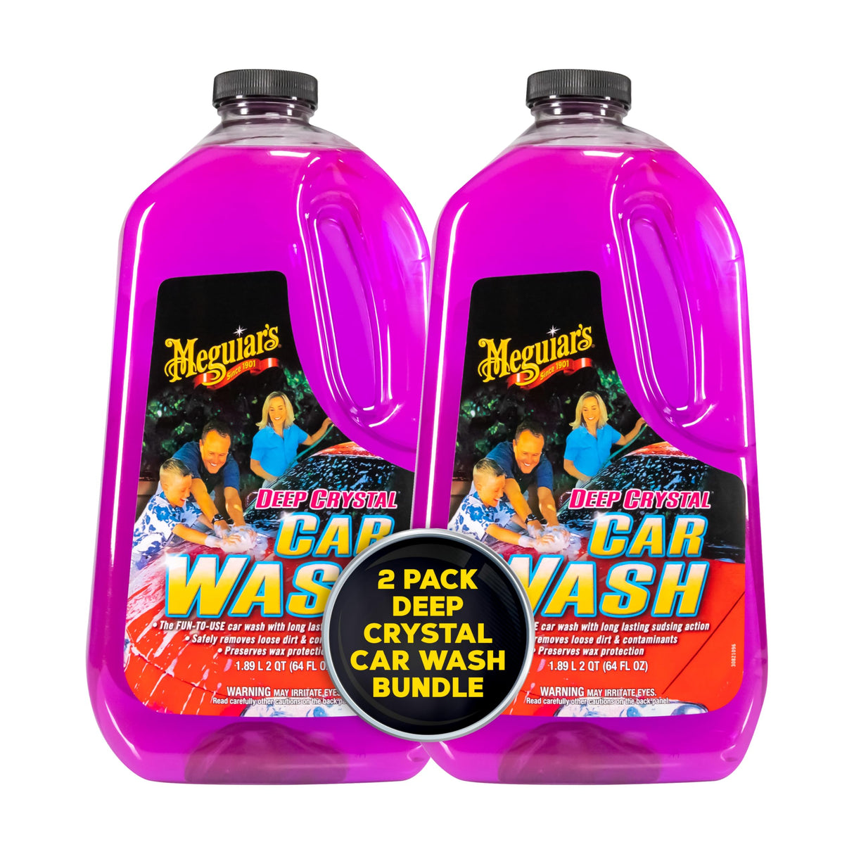 Meguiar's Deep Crystal Car Wash - Car-Wash Shampoo that Cleans Paint, Enhances Gloss, and Preserves Wax Protection, pH Balanced Car-Wash Soap with Excellent Foaming Action, 64 Oz (Pack of 2)