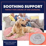 Active Pets Premium Large Donut Dog Bed, Fits Up to 100 lbs, Removable Cover & Washable Cushion, Plush Long Pile Faux Fur Fabric, Portable Dark Grey Pet Bed Furniture for Big Adult Canines & Cats