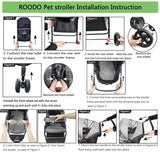 ROODO Escort 3 Wheel Dog Cat Pet Stroller for Small/Medium Dogs Cats Best Lightweight Foldable Portable Compact Jogger All Terrain Travel Pet Gear System Puppy Doggie Bunny Kitty Stroller(Grey)