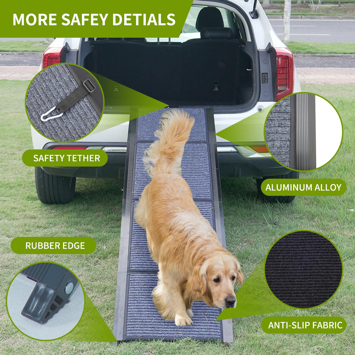 Homfstyi Dog Ramp for Car, 71'' L x 20'' W Dog Ramps for Large Dogs, Extra Wide Pet Ramp with Non-Slip Surface for Medium & Large Dogs to Get in Car, SUV & Truck, Supports Up to 300 Lbs