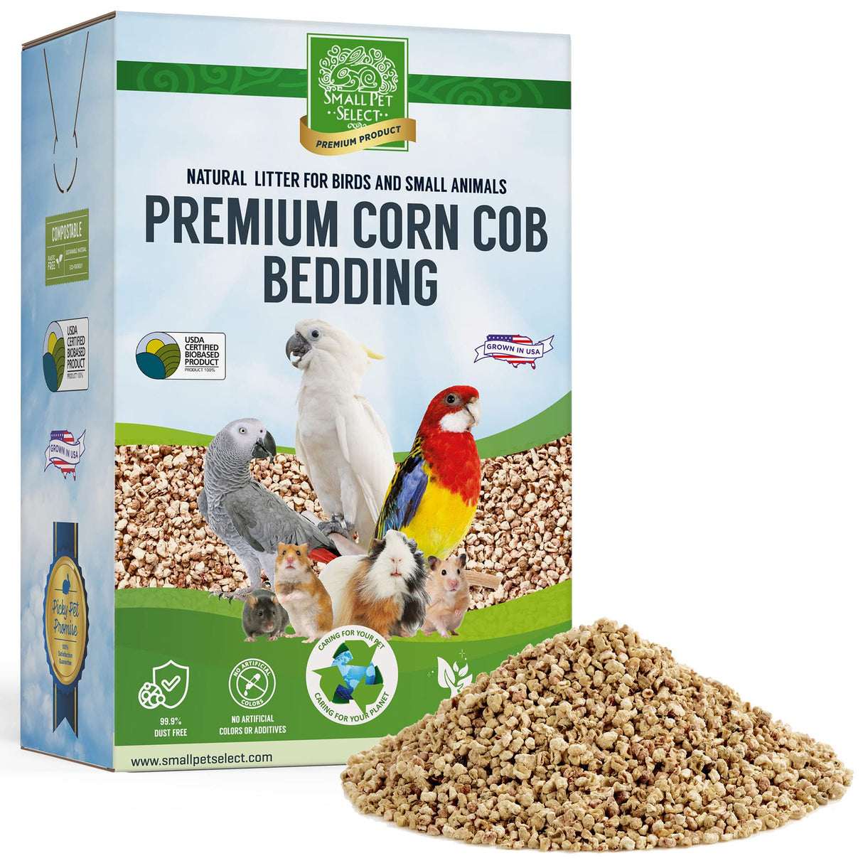 100% Natural Corn Cob Bedding for Pets - Small Pet Select Small Animal & Bird Cage Litter Safe for Hamsters, Guinea Pigs & More -12lb