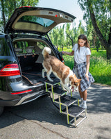 Owleys Dog Stairs for Large Dogs and Small - Glow in The Dark Marking - Car Ramps for Large Dogs up to 180 lbs - Non-Slip Surface - Foldable Dog Ramp for All Cars 4 Steps