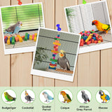 DBNESS Bird Toys for Parrot, 165 Pcs Colorful Multi-Shaped DIY Wooden Blocks Craft, Birds Cage Chewing Playing Training Toy for Cockatoos, Macaws, African Grey and Small Medium Parrots