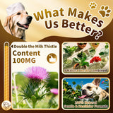 POPPAW Milk Thistle for Dogs – 9-in-1 Liver and Kidney Support Drops with Artichoke, Resveratrol, Marigold Extract, 100% Natural Detox Supplement for Liver Function, Split Dropper, Bacon Flavor, 2Oz
