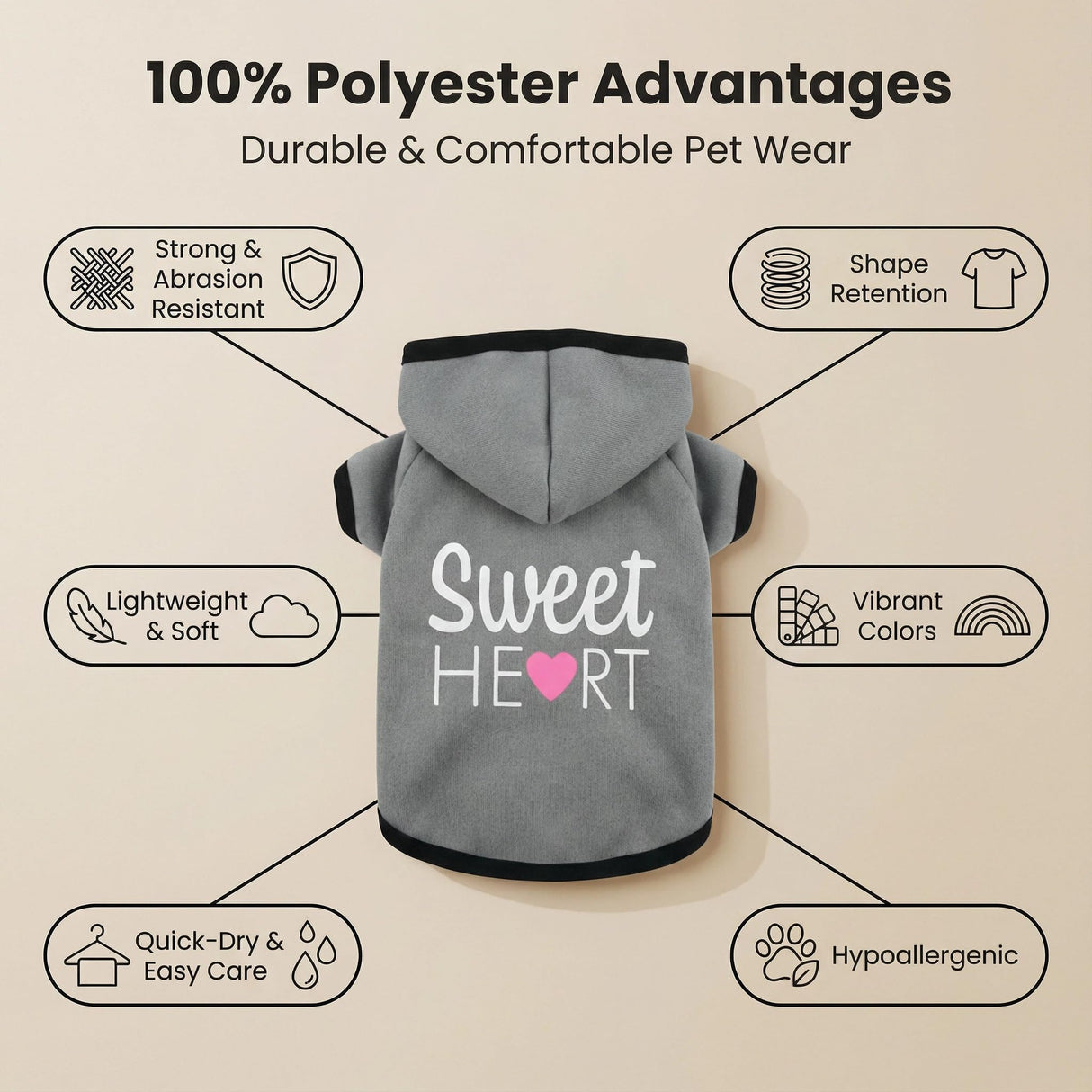 SCMQZöial Cozy Dog Hoodies & Sweater for Small Dogs & Puppies - Boy & Girl Outfit, Snug Fit Winter Hoodie, Ultra-Soft & Gentle for Easy Care, 100% Polyester, Gray, X-Small
