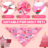 Newwiee 100 Pieces Valentine's Day Dog Bandanas Bulk for Large Dogs Pink Red Pattern Pet Triangle Scarf Puppy Cat Kerchief Bibs Scarf for Valentine Pet Costume Accessories for Small to Large Puppy Cat