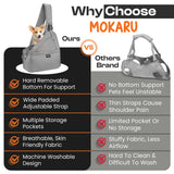 MOKARU Small Dog Sling Carrier Bag, Hands-Free Dog Carrier Sling with Safety Buckle, Breathable Mesh, Adjustable Strap, Padded Back, Storage Pockets, Pet Carrier for Dogs, Cats, Puppies up to 8–10 lbs