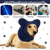 Clysee Winter Dog Hats Quiet Ears for Dogs Ear Muffs Pet Neck Warmer Scarf Hoodie Noise Protection Cover Beanie Head Wrap Costume for Pet Dog Cats(Dark Blue,L)