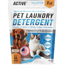 Load image into Gallery viewer, Pet Laundry Detergent Odor Remover - ACTIVE Enzyme Based Powder Detergent for Dogs Beds, Cat Pee, HE Washer Friendly Natural Enzymatic Deodorizer, Urine, Smell, Dog Drool, Stain Eliminator - 64 Loads
