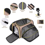 Premium Pet Carrier – Dog & Cat Travel Bag, Airline Approved, Soft-Sided Design for Small to Large Pets, TSA Compliant, Expandable & Collapsible (Brown)