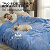 Luciphia Waterproof Pet Blanket, Liquid Pee Proof Dog Blanket for Sofa Bed Couch, Reversible Sherpa Fleece Furniture Protector Cover for Small Medium Large Dogs Cats, Navy Blue Large（65" x 57"）