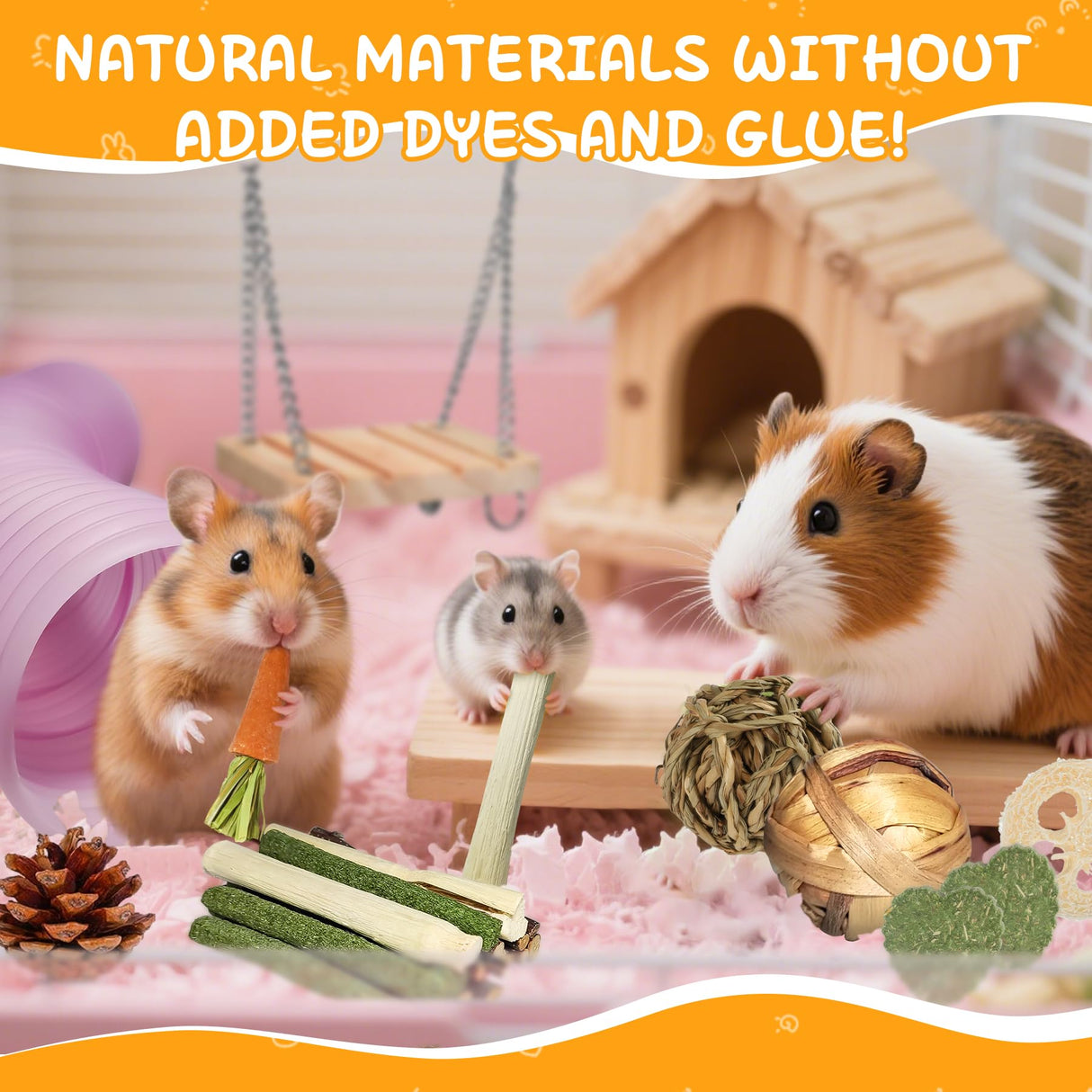 Kagoty 40 PCS Hamster Toys Set, Guinea Pig Toys Enrichment Hamster Tubes and Tunnels, Rat Enrichment Toy with Bridge, Seesaw, Swing, Ball for Gerbils, Chinchillas, Dwarf and Syrian Mouse