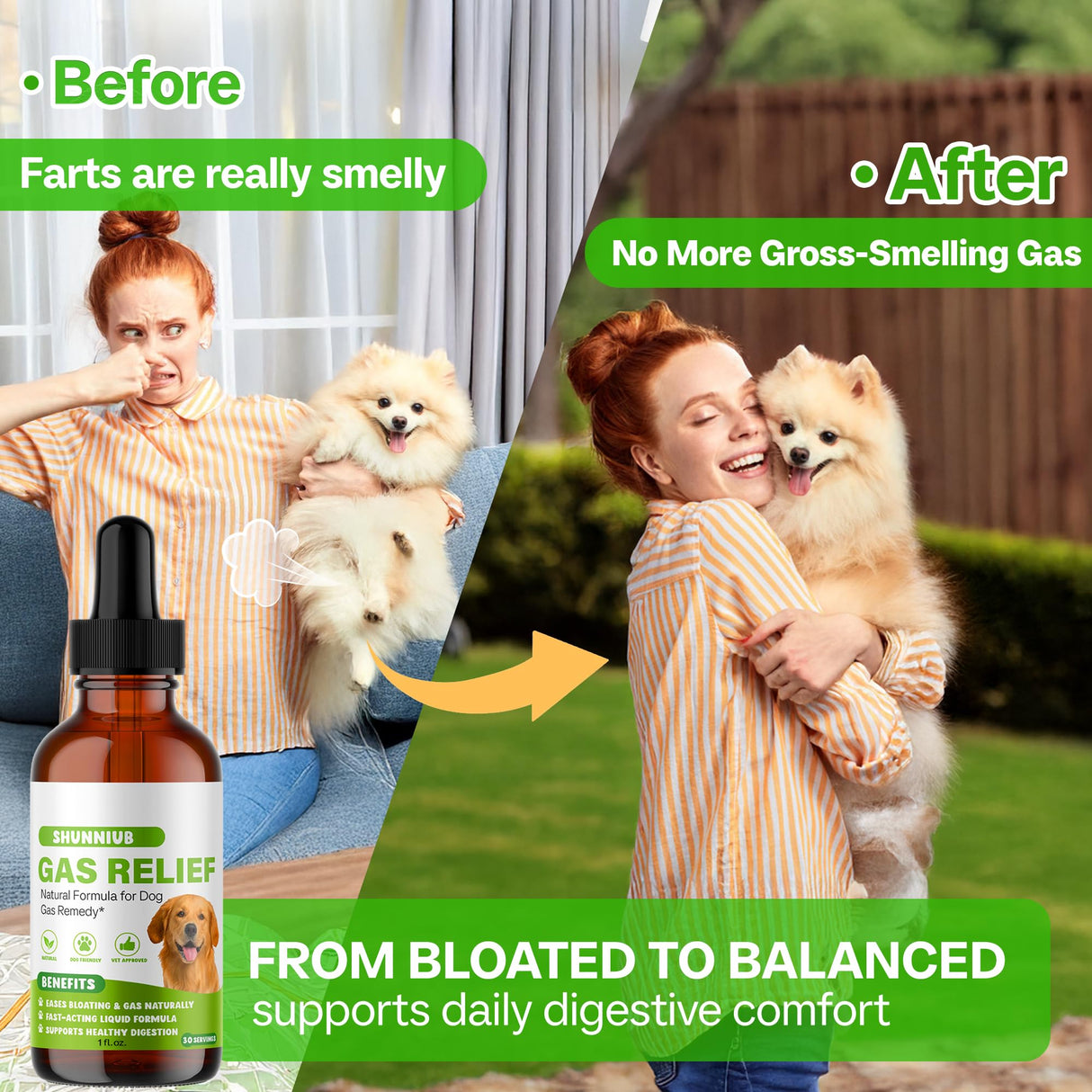 Dog Fart Remedy, Dog Gas Relief Drops to Help with Bloating and Occasional Gas, Gentle Digestive Support, Natural Formula – 1 fl oz