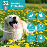 Flea and Tick Prevention for Dogs, 4 Pack Flea Collar for Dogs, Dog Flea and Tick Treatment, 32 Months Protection, Waterproof, Adjustable Collar for Dog, One Size Fits All for All Breeds, Grey