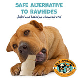 Pack Approved Beef Cheek Rolls for Dogs - Natural & Odor-Free Dog Treats - 5 to 6 Inch Medium Beef Hide Dog Chews - 4 Pack