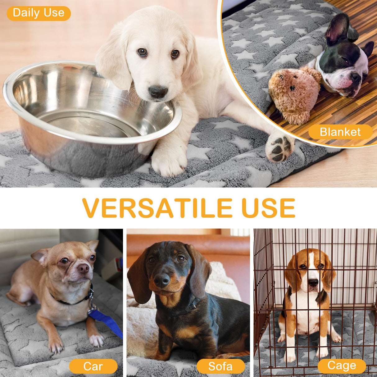 VitalCozy 4 Pcs Dog Crate Pads, Ultra Soft Warm Washable Anti-Slip Kennel Bed Mat for Pets, Reversible, Replaceable, Cozy Cage Liner for Small Medium Large Dogs and Cats(28 x 42 x 1.6 Inch,Gray)