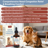 Nasal Congestion Relief Drops for Cats & Dogs, Sinus & Respiratory Support Supplement, Helps Soothe Seasonal Nose Discomfort & Maintain Clear Breathing, Immune Support