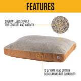 Carhartt Durable Canvas Pet Bed, Water Resistant Firm Duck Dog Bed, Carhartt Brown (Sherpa Top), Large