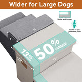 Zerbuger Dog Stairs with Storage 23" H, 4-Step Wider Dog Steps for High Beds Window, Folding Sturdy Pet Stairs Gift for Small/Medium/Large Old Dogs Cat, Ramp for Climbing Car Up to 200 lbs, Beige