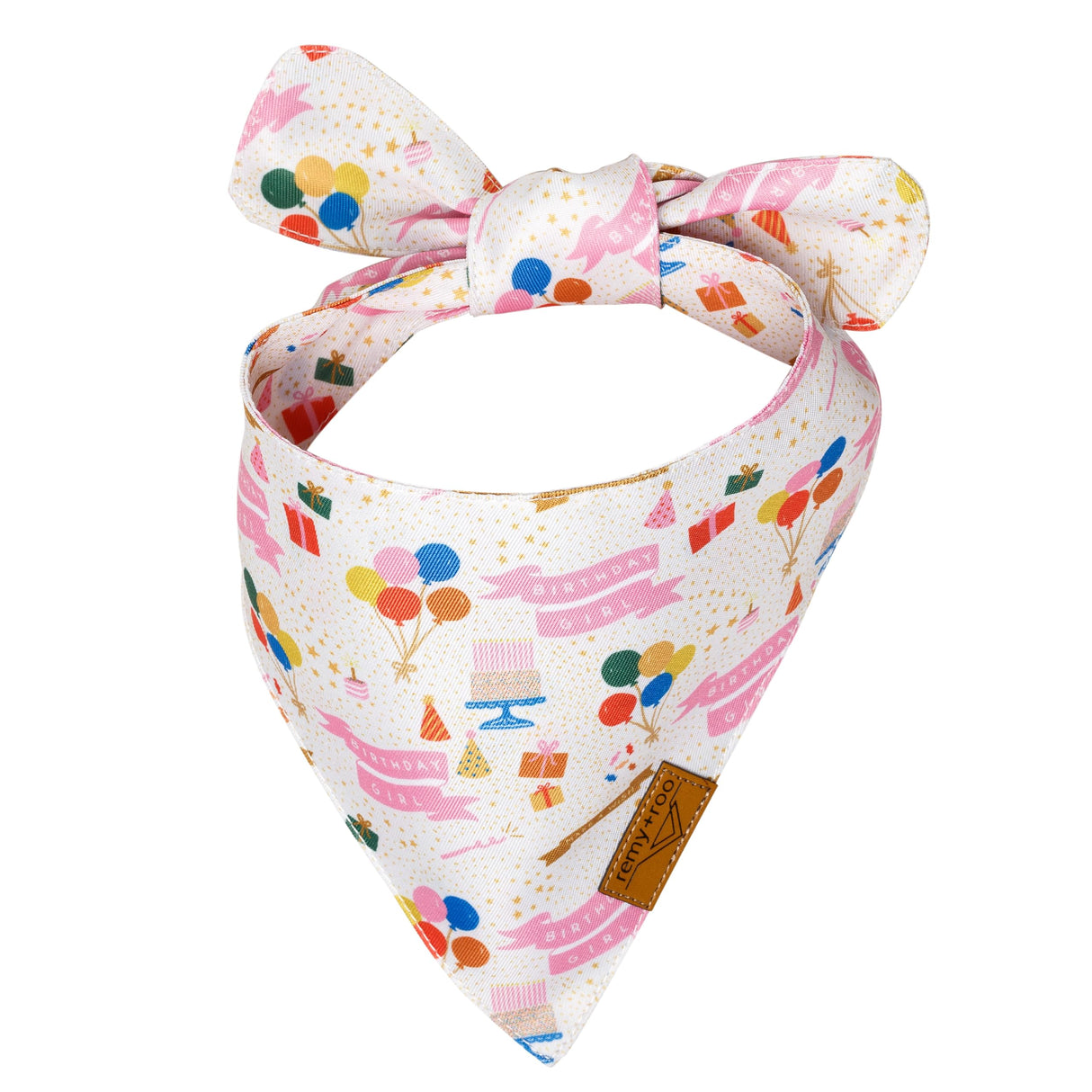 Remy+Roo Small Dog Bandanas - 2 Pack Birthday Set | Premium Durable Adjustable Polyester Fabric Dog Scarfs | Patented Shape, Trendy Patterns | Pack of Bandanas for Dogs