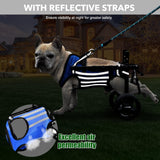 LOKSHUN Small Dog Wheelchair for Back Legs, Adjustable Rear Leg Mobility Support for Small Dogs up to 22 lbs, Lightweight Dog Mobility Cart with Harness, Heavy-Duty Wheels & 5ft Leash (Blue-XS).