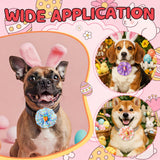Huhumy 50 Pcs Easter Dog Collar Bow Ties Bulk Easter Day Charm Flower Attachment Collar with Rabbit Bunny Egg Carrot Triangle Pet Scarf Bowtie for Small Medium Large Cats Costume