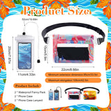 XHDMY 4 Pack Waterproof Fanny Pack with Waist Strap Waterproof Phone Pouch Dry Bag for Kayaking Pool Swimming Boating Beach Fishing Travel Diving Surfing (Hawaii, 2 Fanny Pack + 2 Pouch Bag)