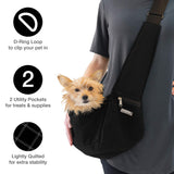 Cloak & Dawggie Dog Sling Carrier Tiny XXS Extra Extra Small Dogs, Puppy Toy Teacup Wearable Adjustable Pet Cross Body Shoulder Bag Waterproof Nylon Travel My Canine Kids (8722) (3-7 lbs, Black)