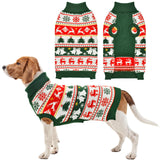 Vehomy Dog Christmas Sweater Warm Pet Xmas Turtleneck Sweater with Snowflakes Reindeers Bells Dog Christmas Knitwear Knitted Shirt Pullover Clothes for Medium Large Dogs L