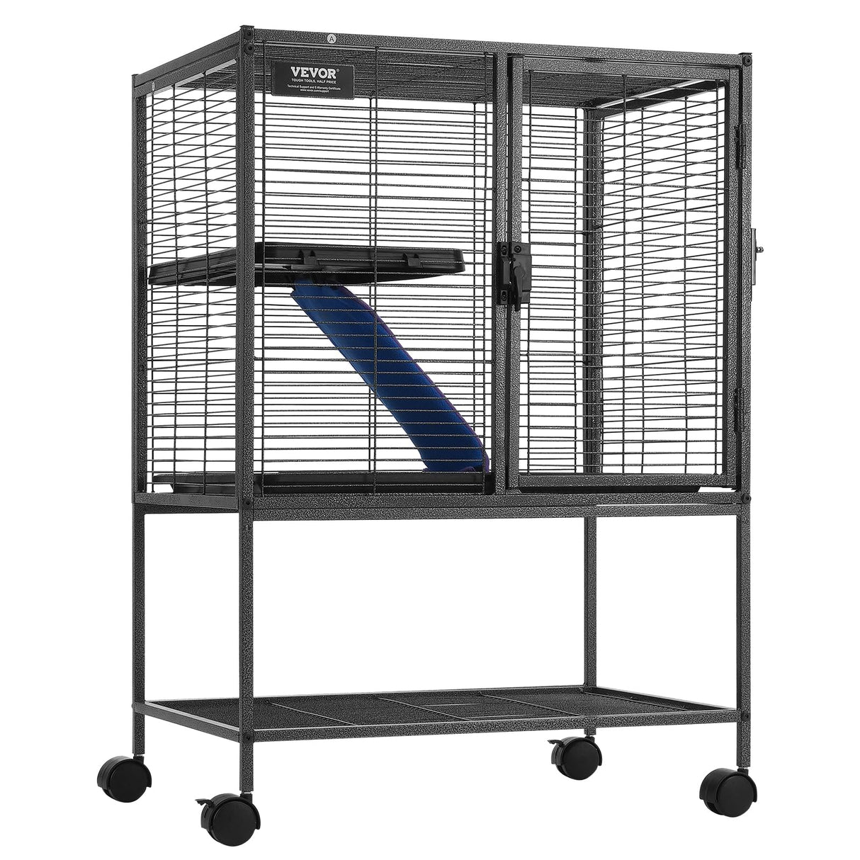 VEVOR 34" Rolling Metal Ferret Cage, Large 2-Tier Critter Nation Cage, Small Animal Cage with Ramps & Tray, Easy to Set up for Pet Mice, Hamster, Guinea Pig, Chinchilla, Squirrel, Hedgehogs, Bunny
