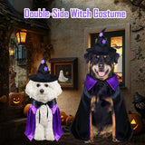 PAYHTOW Dog Halloween Costumes, Dog Witch Costume Funny Pet Witch Cloak Cape Wizard Hat Holiday Outfit Clothes Halloween Costumes for Small Medium Large Dogs Pets (Medium)
