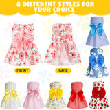 Sanwuta 8 Pieces Dog Bowknot Dresses Puppy Clothes Outfits Princess Dresses Soft Lightweight Summer Fruit Floral Pattern Pet Skirts for Girl Puppy(XX-Large)