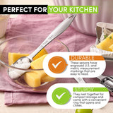 Stainless Steel Measuring Spoons Set of 6 with Leveler, Rectangular Metal Teaspoon & Tablespoon Measuring Spoons for Dry & Liquid Ingredients - Nesting Kitchen Gadgets For Baking & Cooking